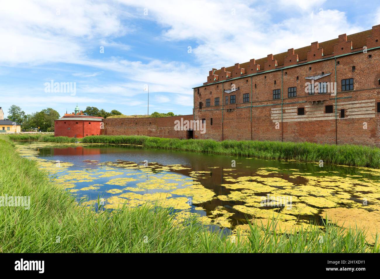 Malmo, Sweden - June 24, 2019: Malmo castle, 15th century fortress surrounded by a moat Stock Photo