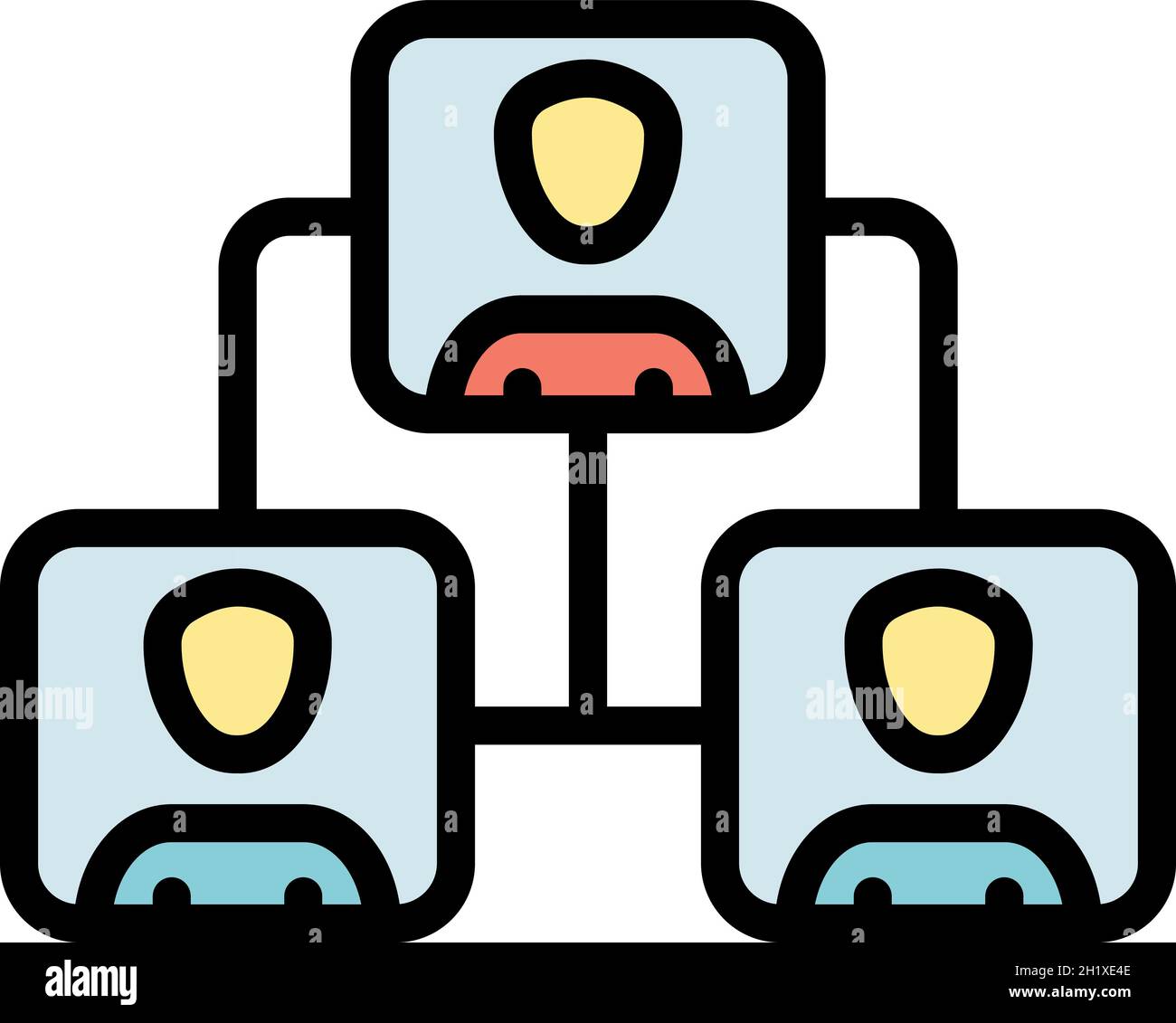 Friends network icon. Outline friends network vector icon color flat