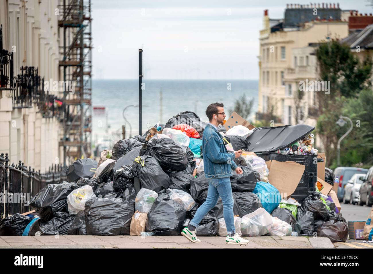 Brighton, October 18th 2021 Brighton refuse collectors' strike Stock