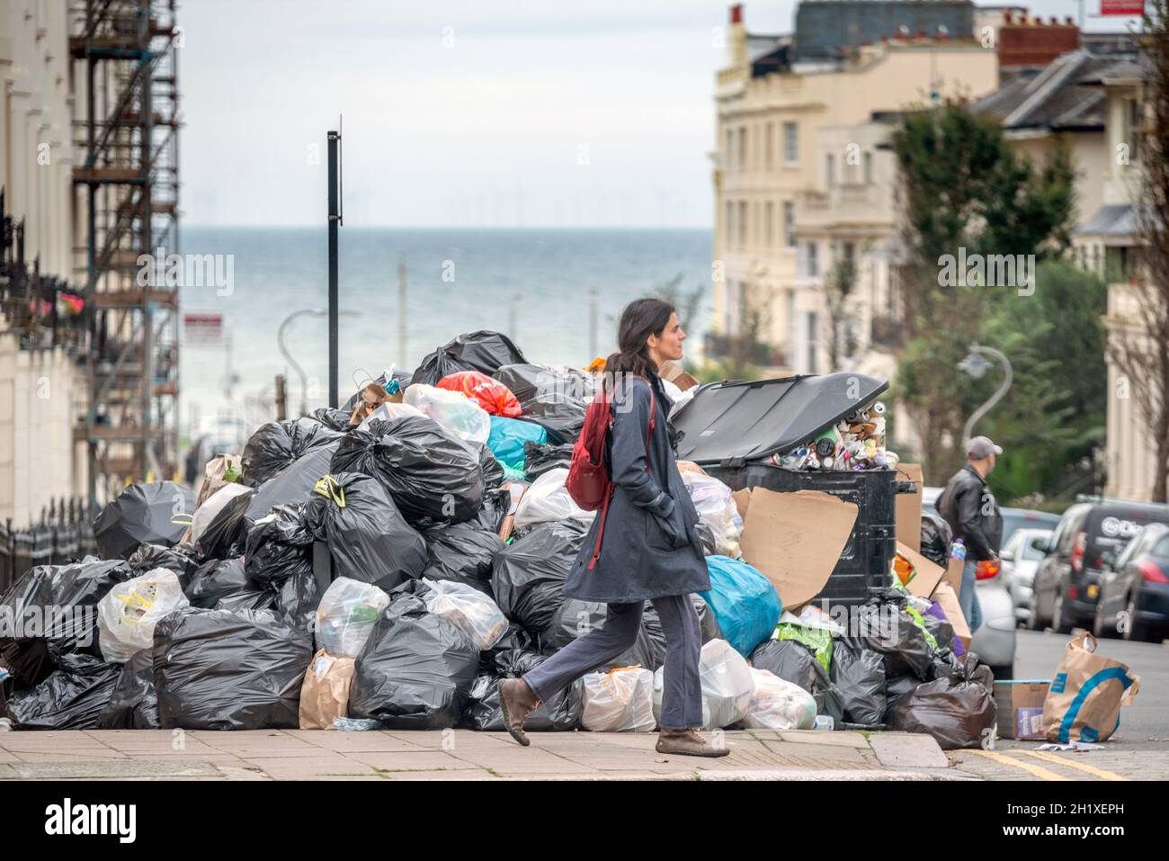 Brighton, October 18th 2021 Brighton refuse collectors' strike Stock
