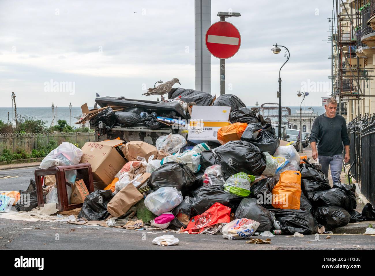 Brighton, October 18th 2021 Brighton refuse collectors' strike Stock