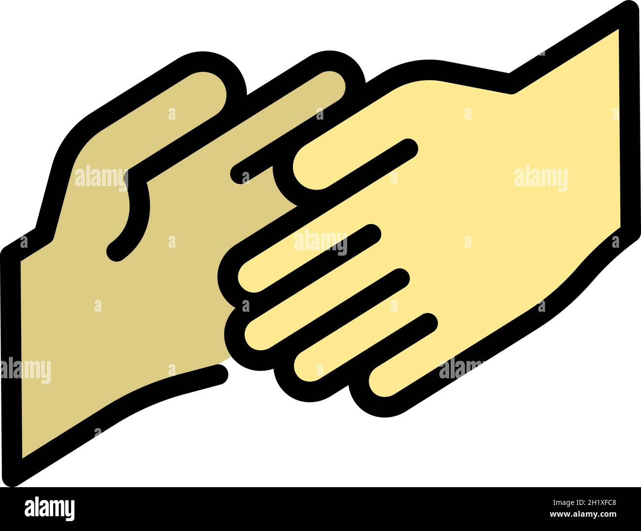Friend hand help icon. Outline friend hand help vector icon color flat ...
