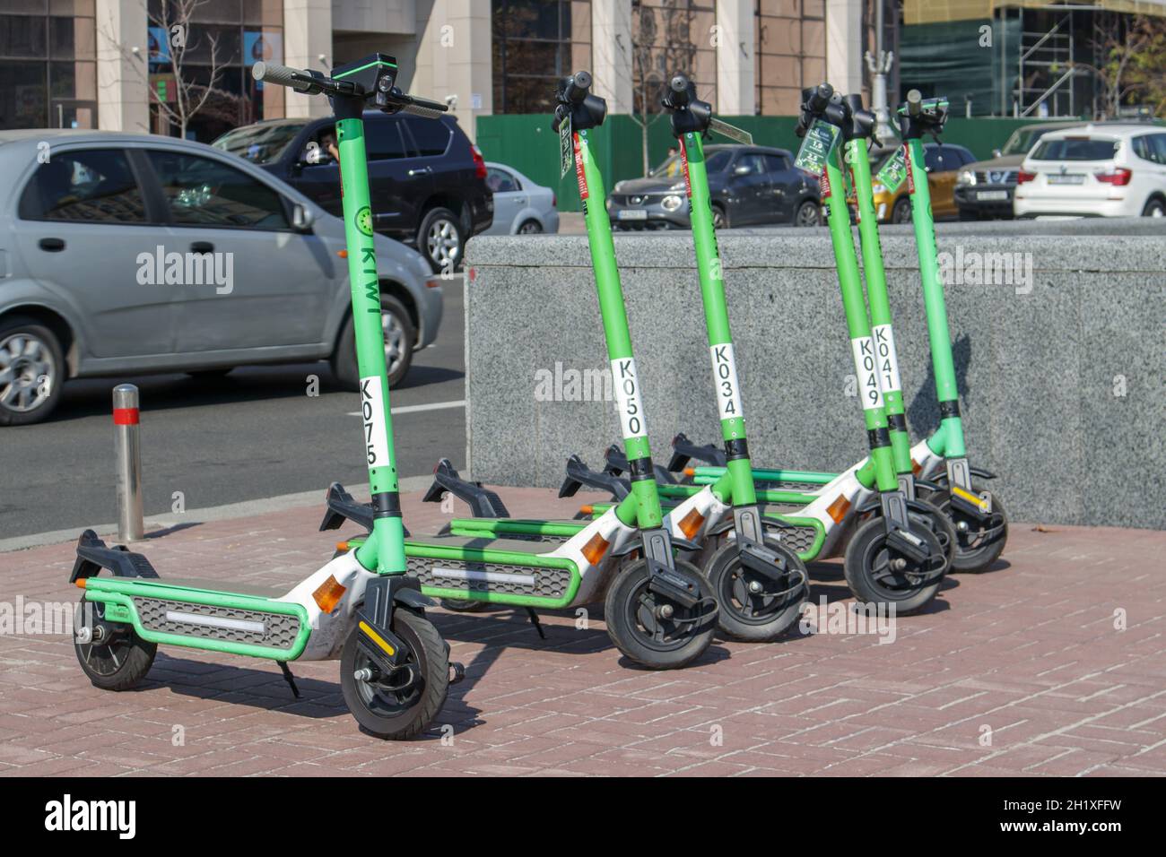 Electric scooters are available for rent in the city. Electric scooter rental is a popular means