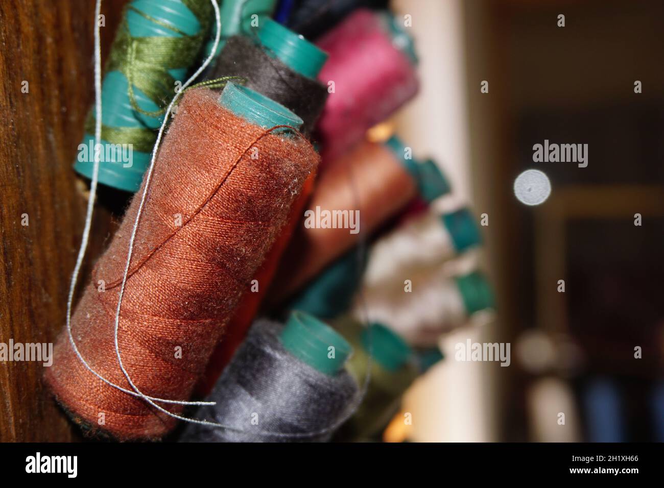 Red color sewing strings hi-res stock photography and images - Alamy