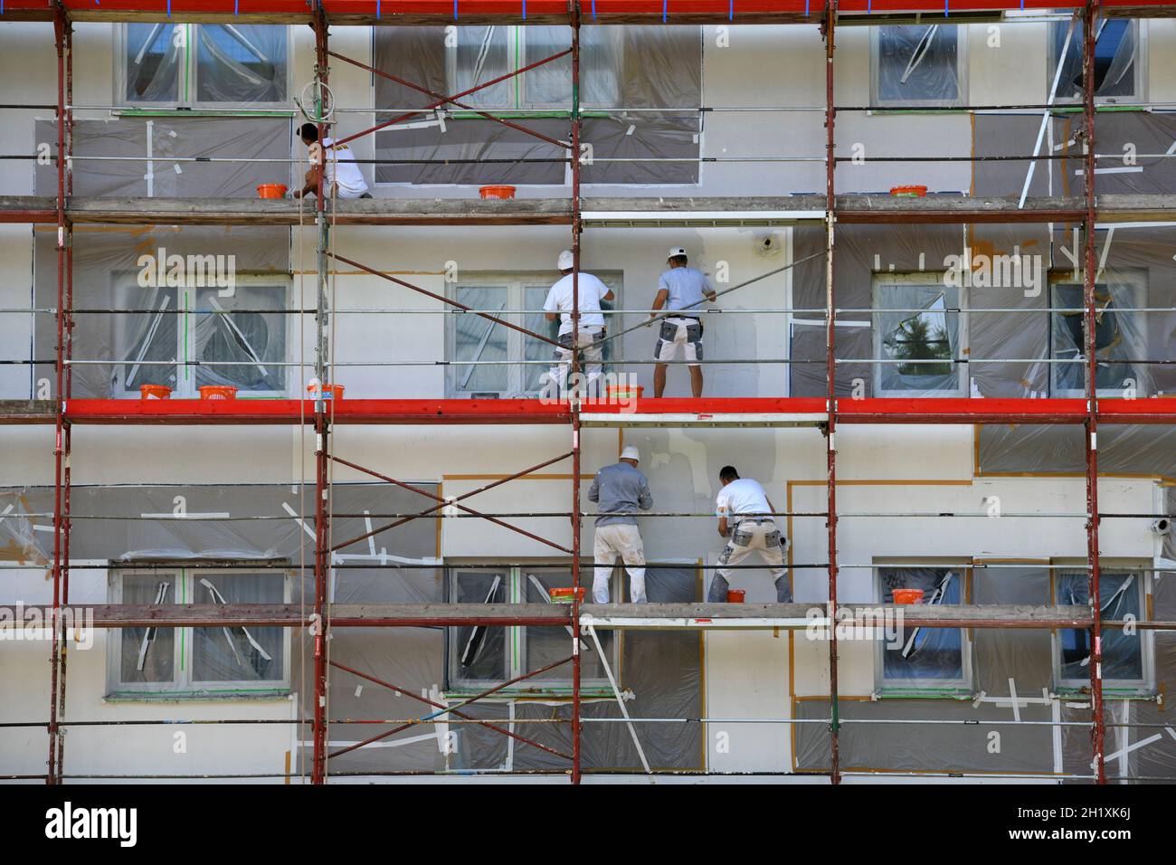 Thermische Sanierung eines Wohngebäudes in Österreich, Europa - Thermal renovation of a residential building in Austria, Europe Stock Photo
