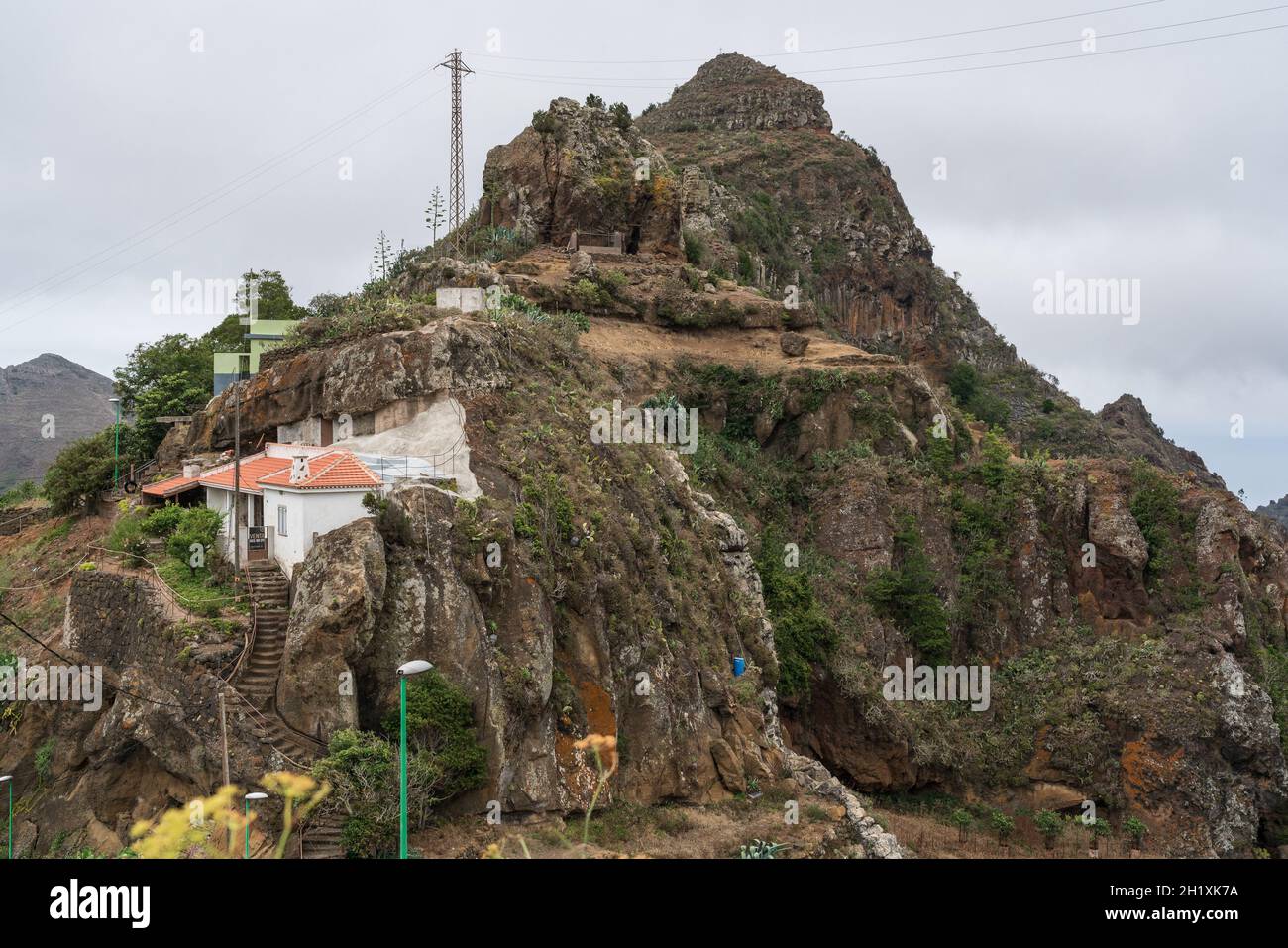 BEJIA, CANARY ISLANDS - JULY 06, 2021: House on the rocks. The mountain village of Bejia. Stock Photo