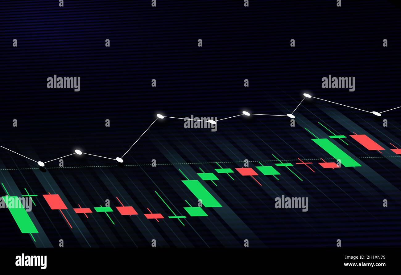 candlestick graph chart of stock market investment trading on blue ...