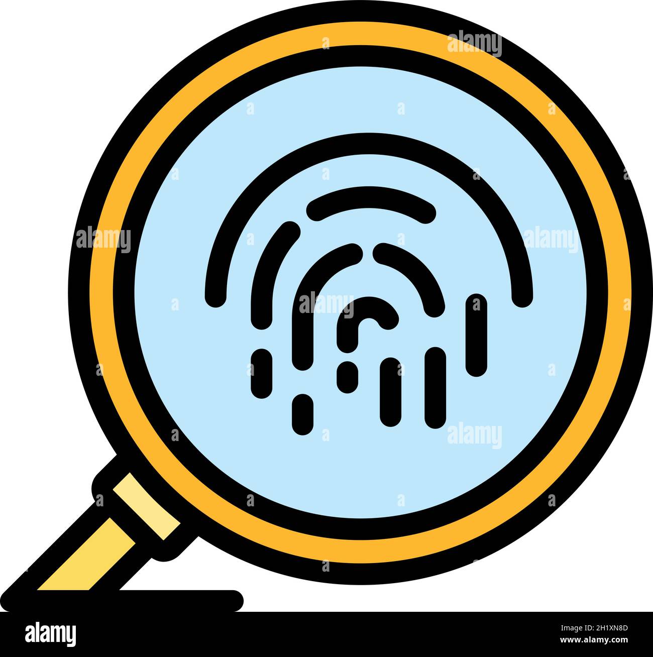 Fingerprint under magnifier icon. Outline fingerprint under magnifier vector icon color flat isolated Stock Vector