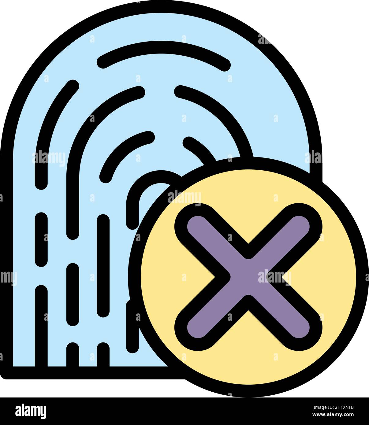 Fingerprint rejected icon. Outline fingerprint rejected vector icon color flat isolated Stock Vector