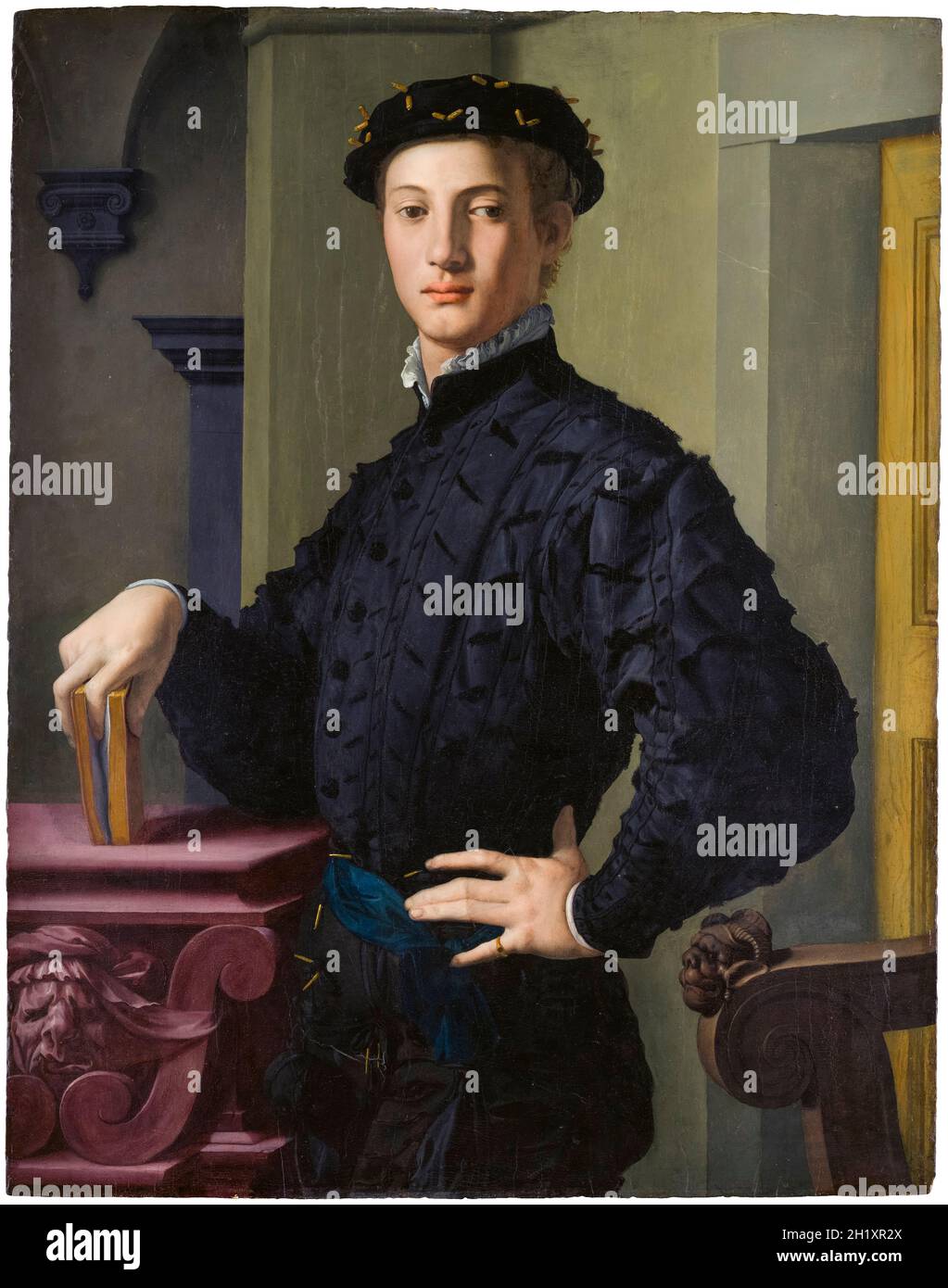 Agnolo Bronzino, Portrait of a Young Man, painting, 1530-1539 Stock Photo