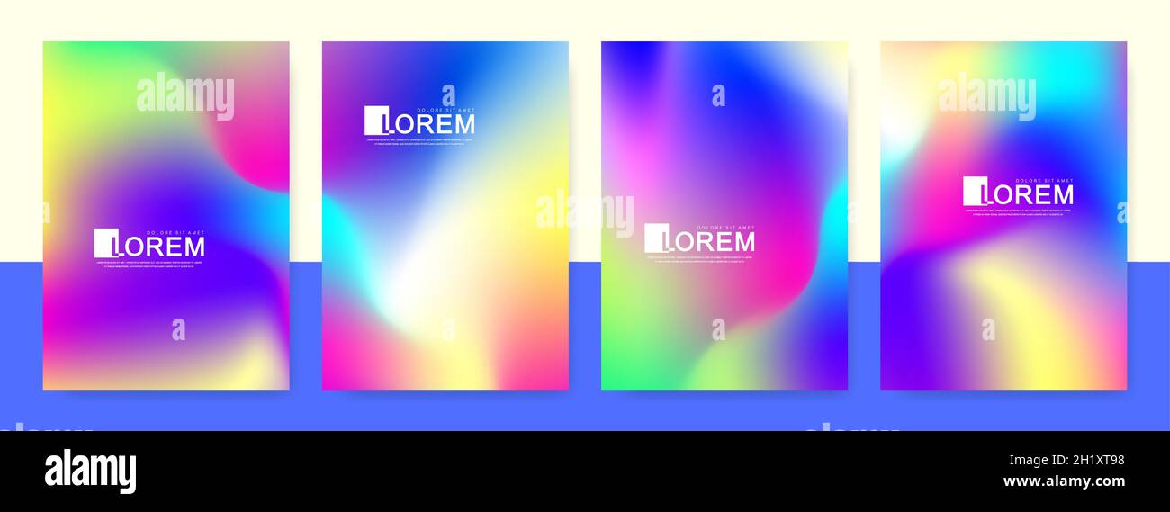 Trendy abstract colorful gradient art holographic templates in A4 size ...