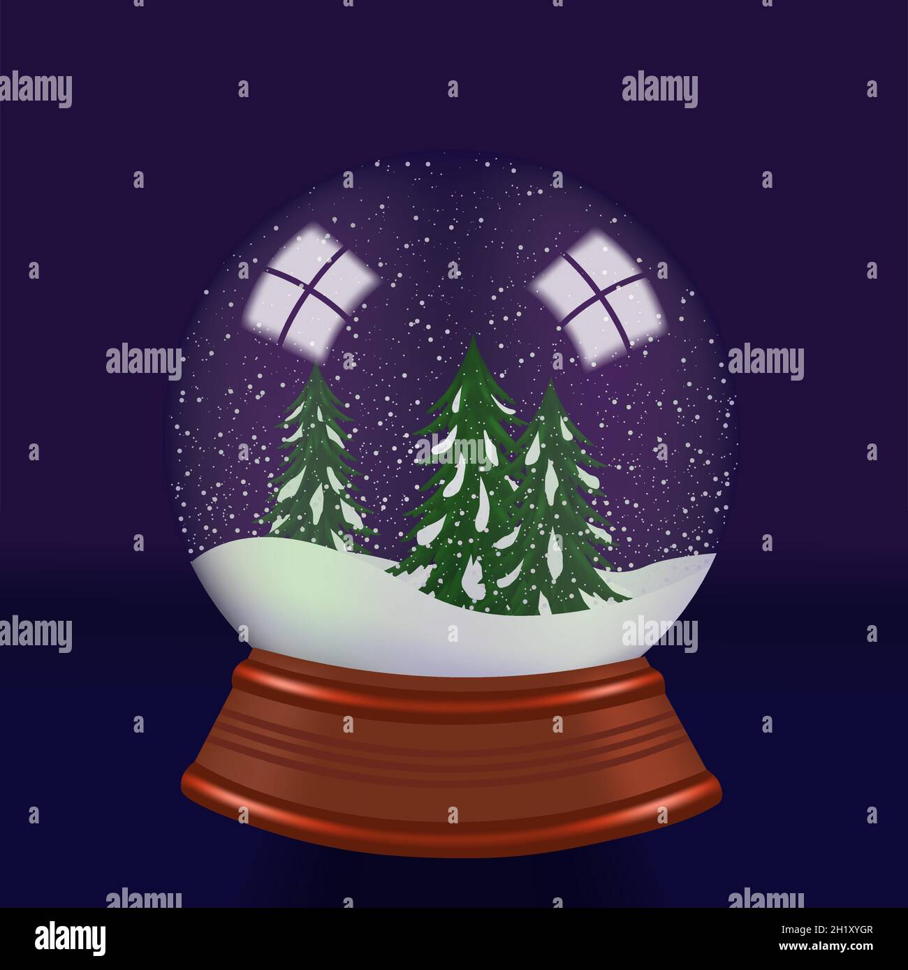 A Christmas snow globe isolated on a blue background. Stock vector ...
