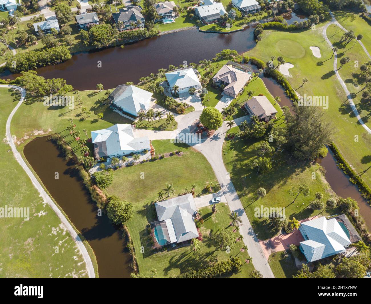 Residential neighborhood subdivision skyline Aerial shot Stock Photo ...