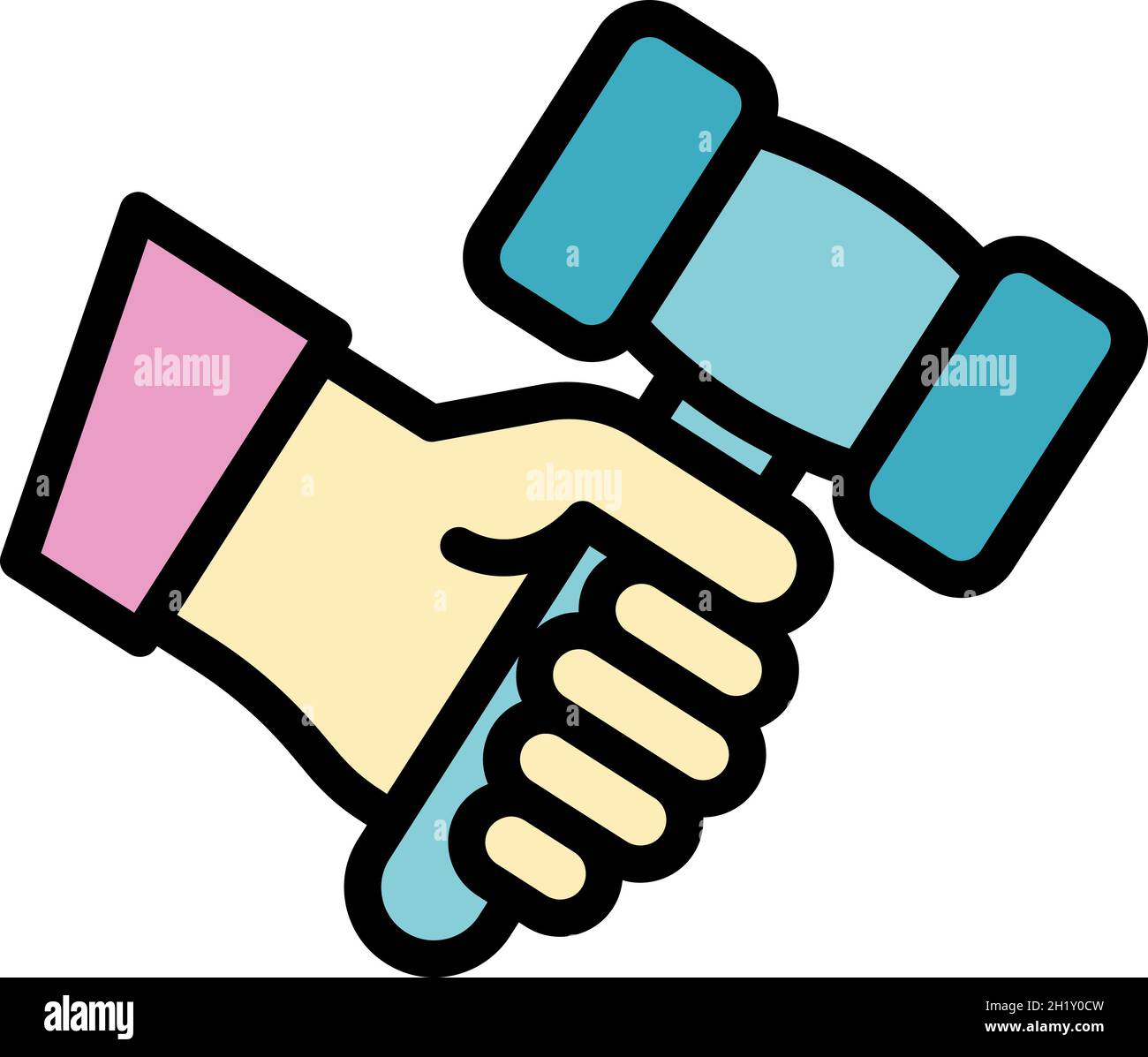 Judge hammer icon. Outline judge hammer vector icon color flat isolated