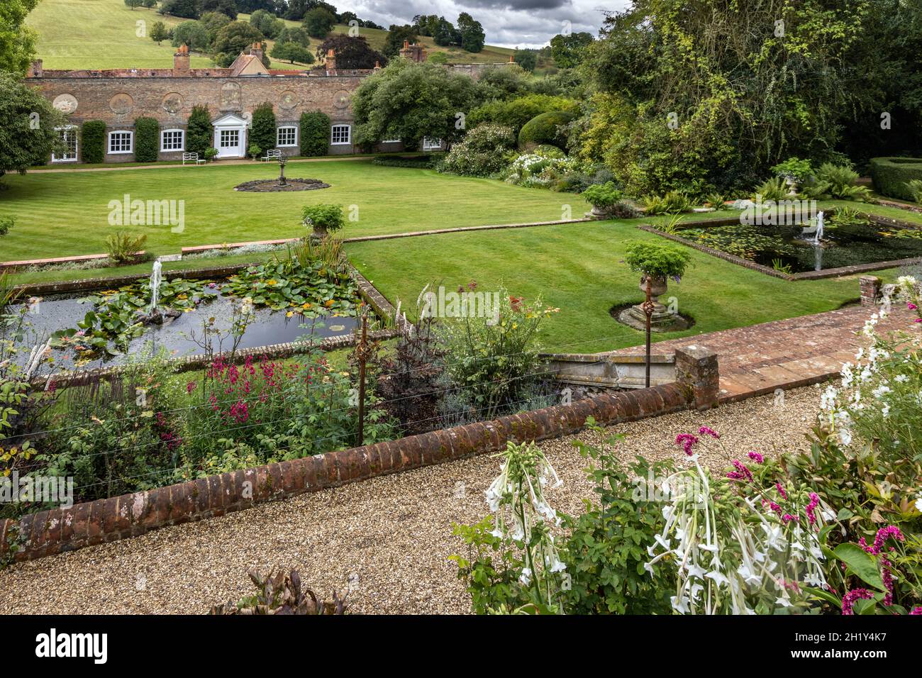 Walled garden in an Italianate style at Stonor House, a historic country house in Stonor Park near Henley-on-Thames, England. Stock Photo