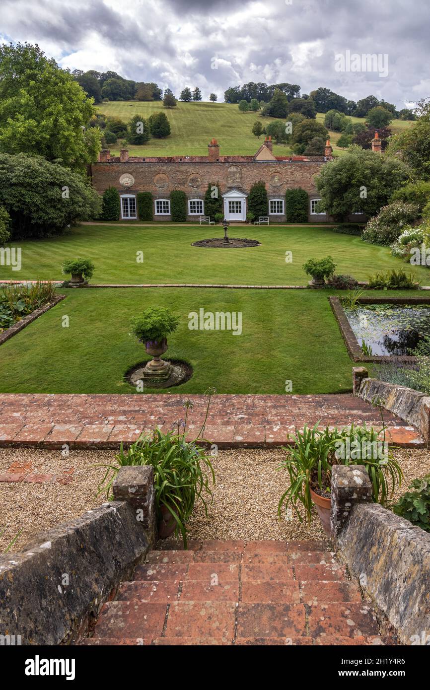 Walled garden in an Italianate style at Stonor House, a historic country house in Stonor Park near Henley-on-Thames, England. Stock Photo
