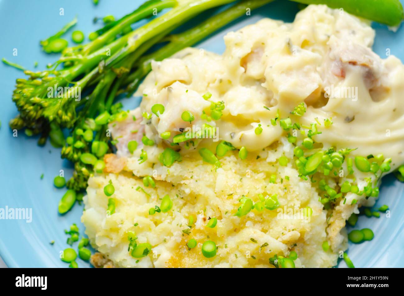 Tender pieces of smoked haddock and pollock in a creamy cheese sauce