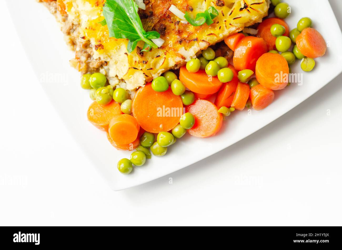 Minced lamb shepherds pie peas carrots hires stock photography and