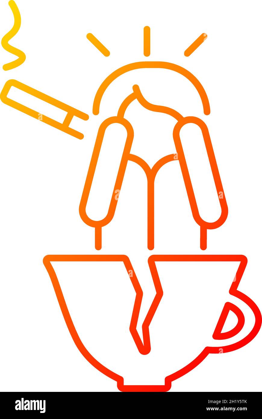 Coffee and nicotine as panic triggers gradient linear vector icon Stock Vector