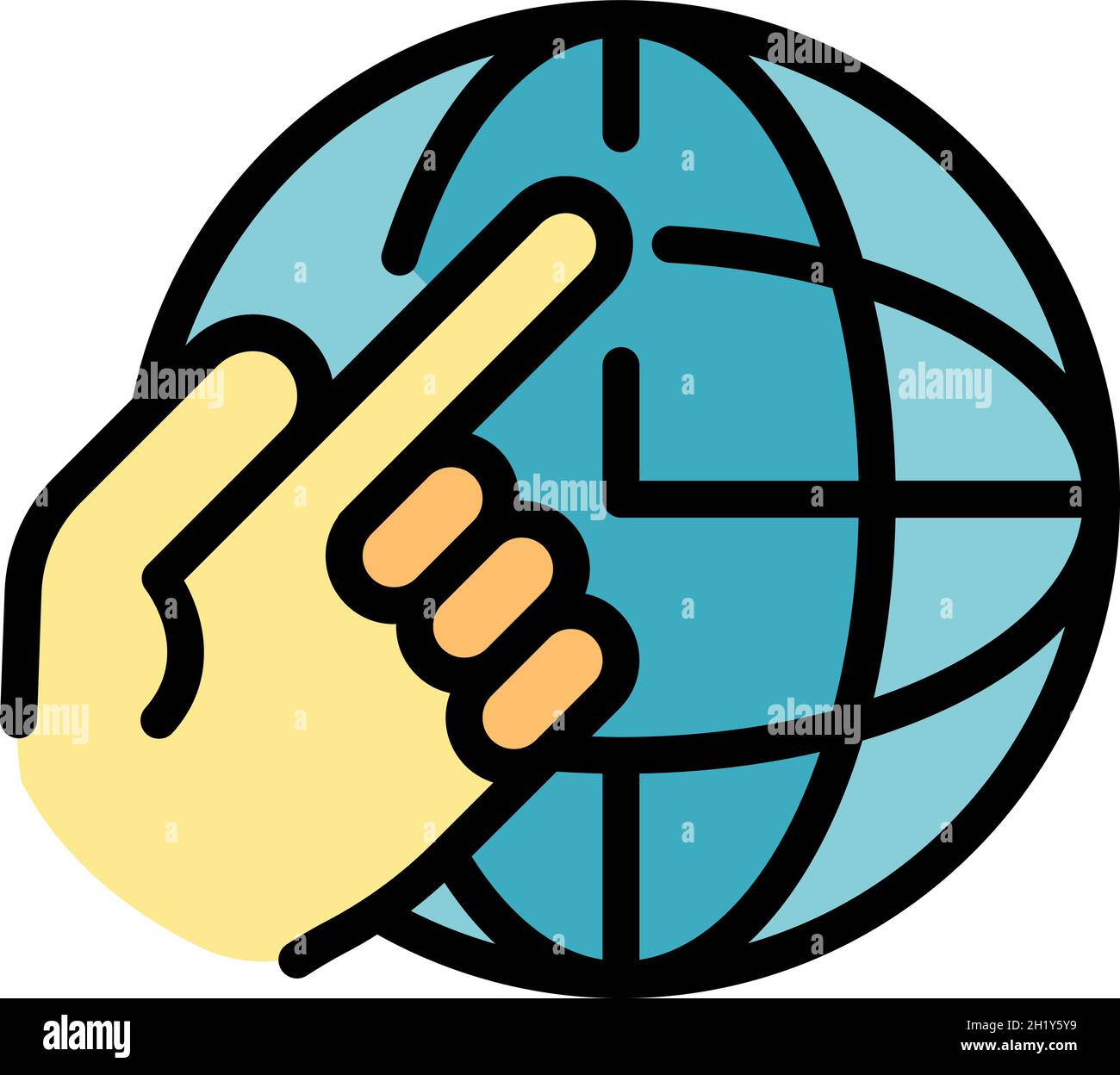 Global relocation icon. Outline global relocation vector icon color flat isolated Stock Vector