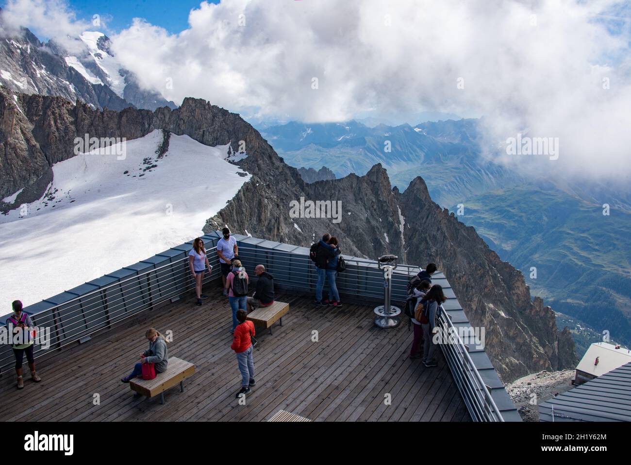 Europe, Italy, Aosta Valley, Courmayeur, Skyway Monte Bianco, Pointe Helbronner Stock Photo