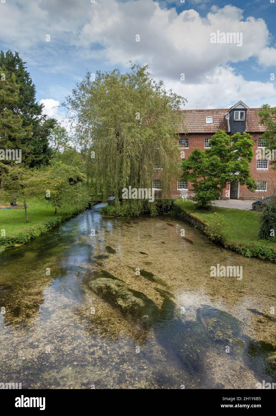 Horsebridge Mill and Mill House a Grade II Listed Building in Kings Somborne, Hampshire, England, UK Stock Photo