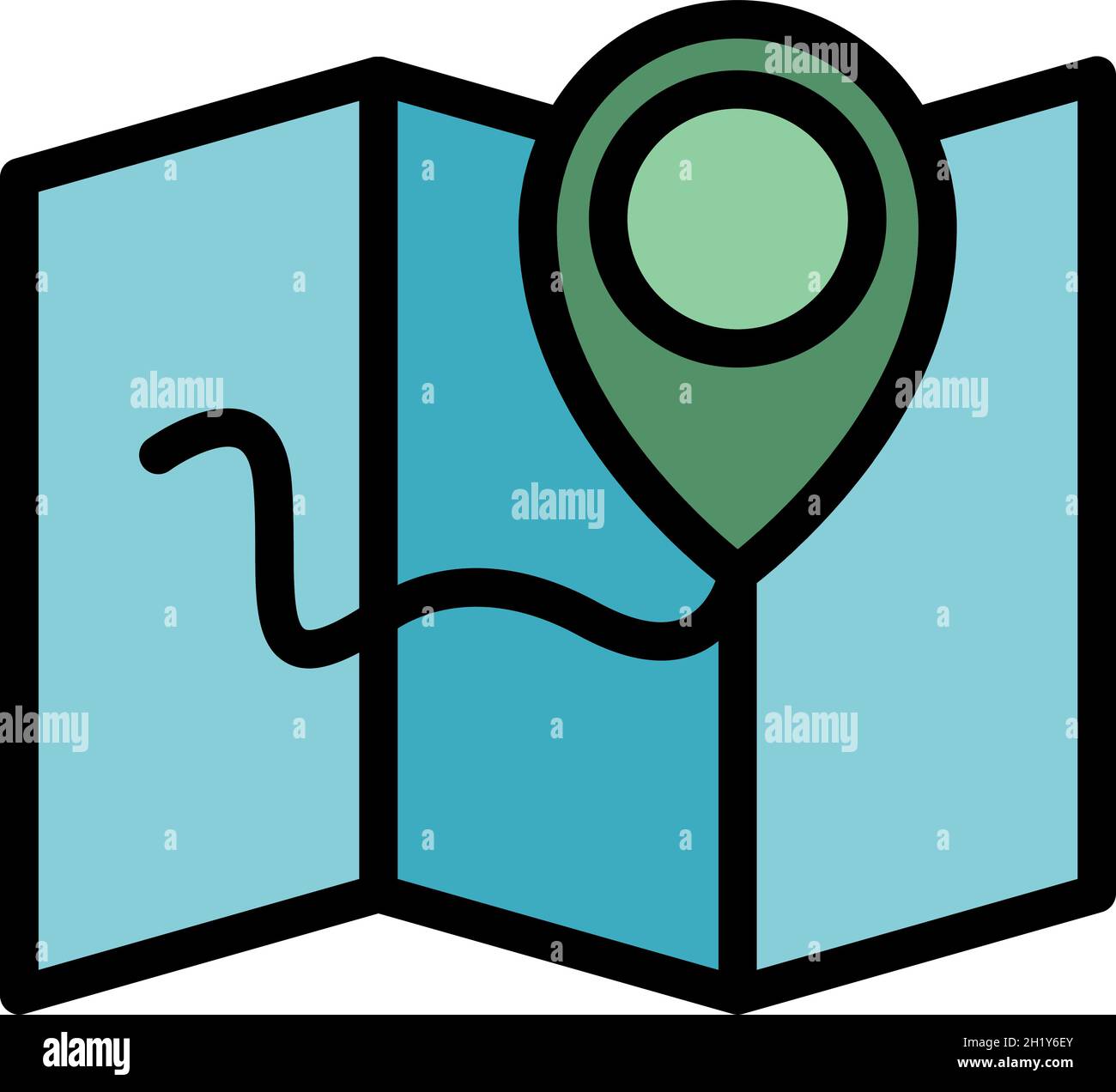 Relocation map icon. Outline relocation map vector icon color flat ...
