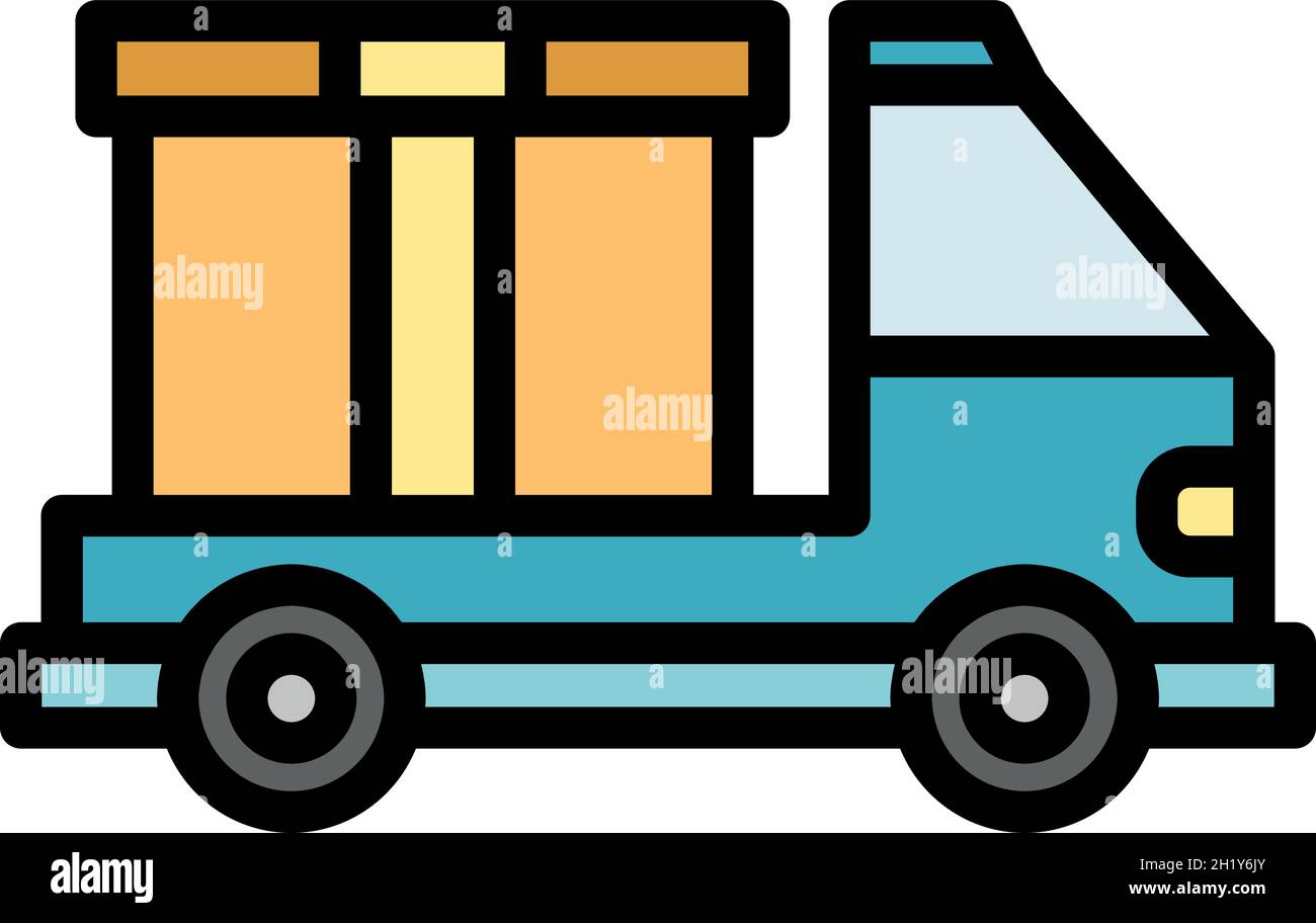 Truck box relocation icon. Outline truck box relocation vector icon