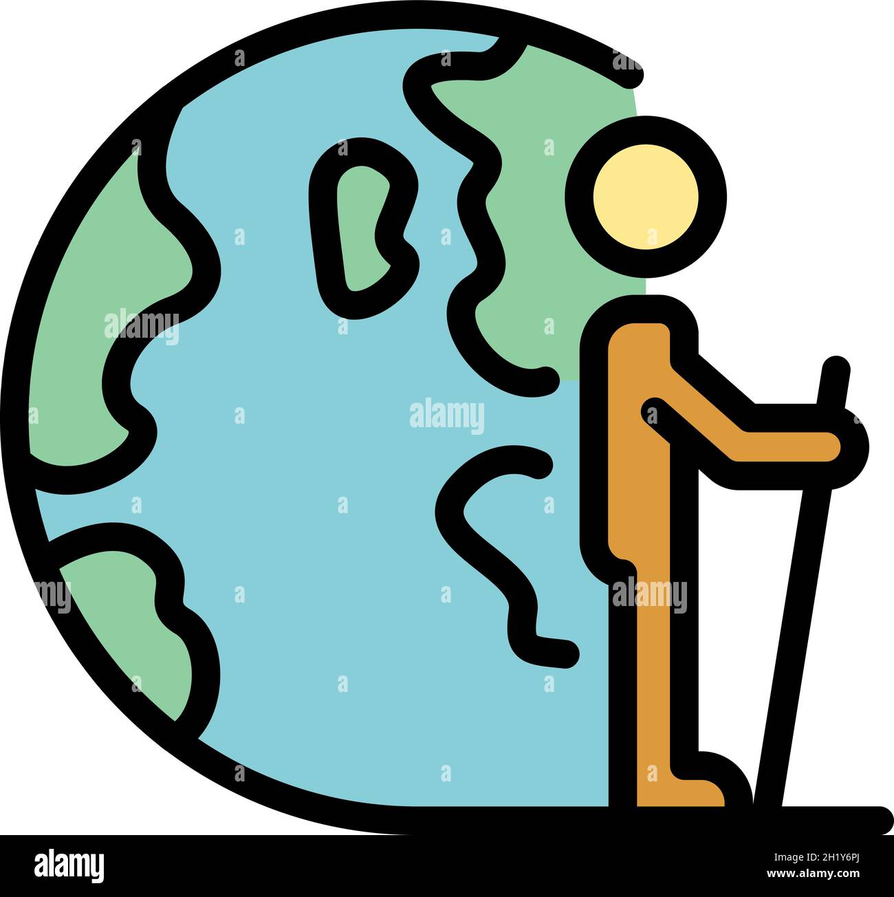 Man walking relocation icon. Outline man walking relocation vector icon color flat isolated Stock Vector