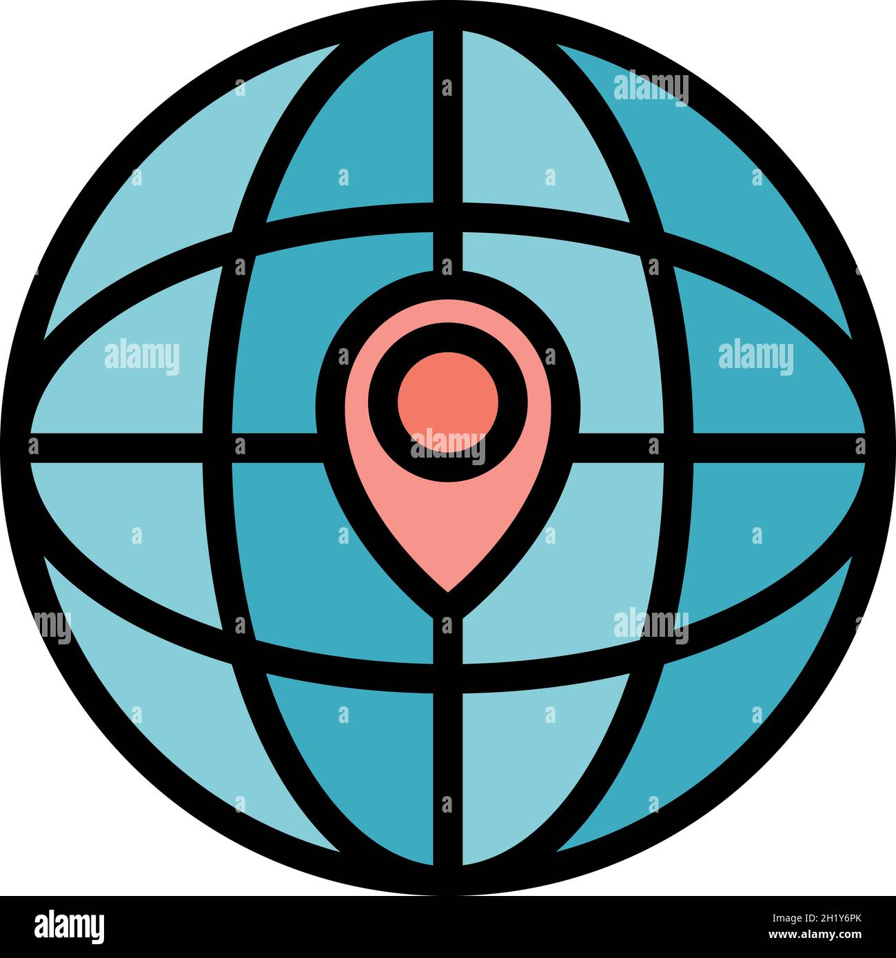 Global relocation icon. Outline global relocation vector icon color flat isolated Stock Vector