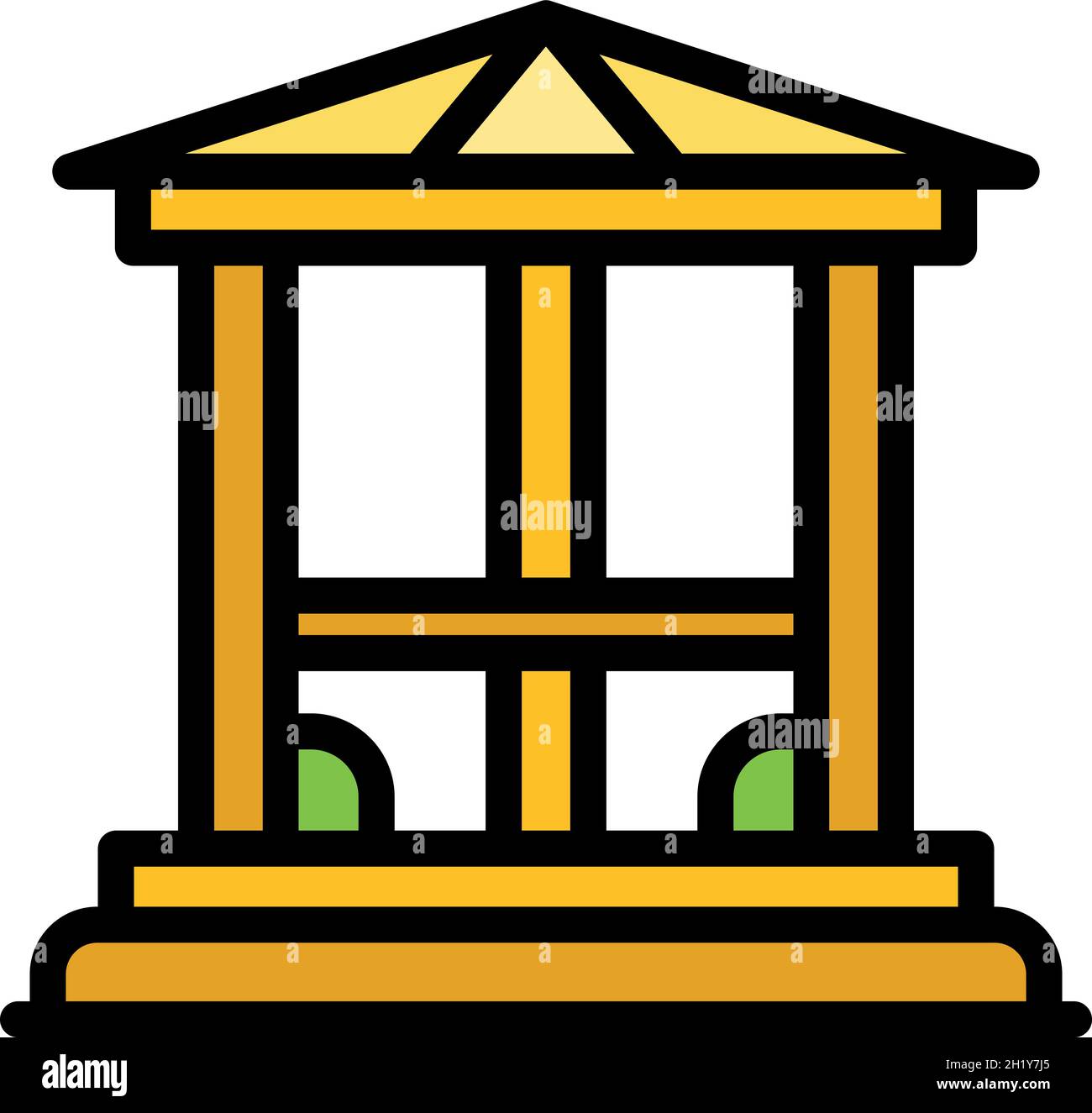 Garden gazebo icon. Outline garden gazebo vector icon color flat ...