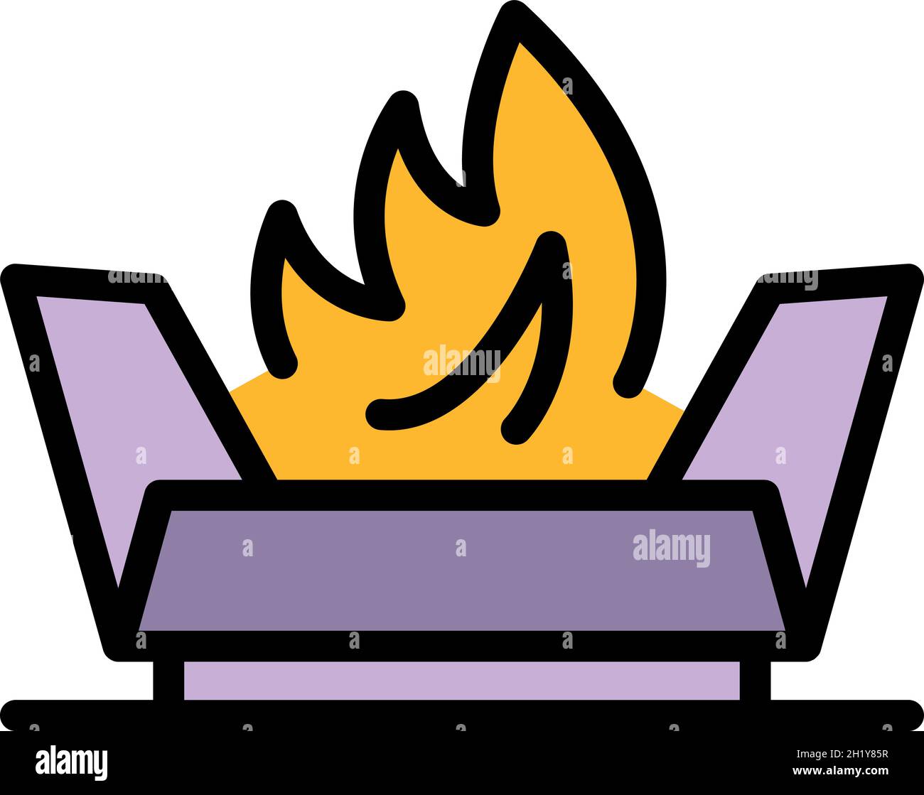 Bonfire icon. Outline bonfire vector icon color flat isolated Stock ...