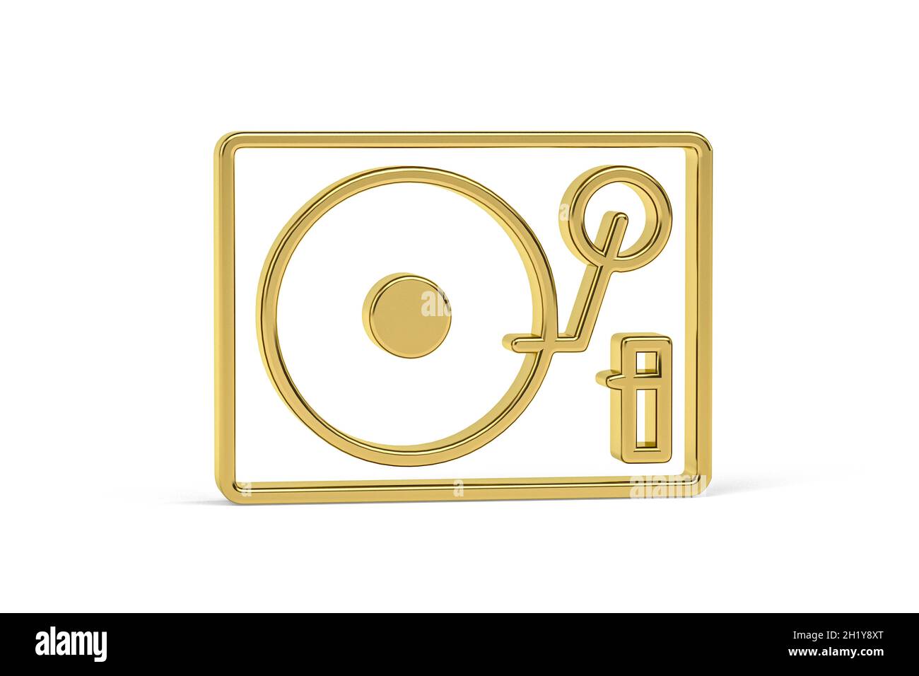 Golden 3d rap music icon isolated on white background - 3d render Stock Photo