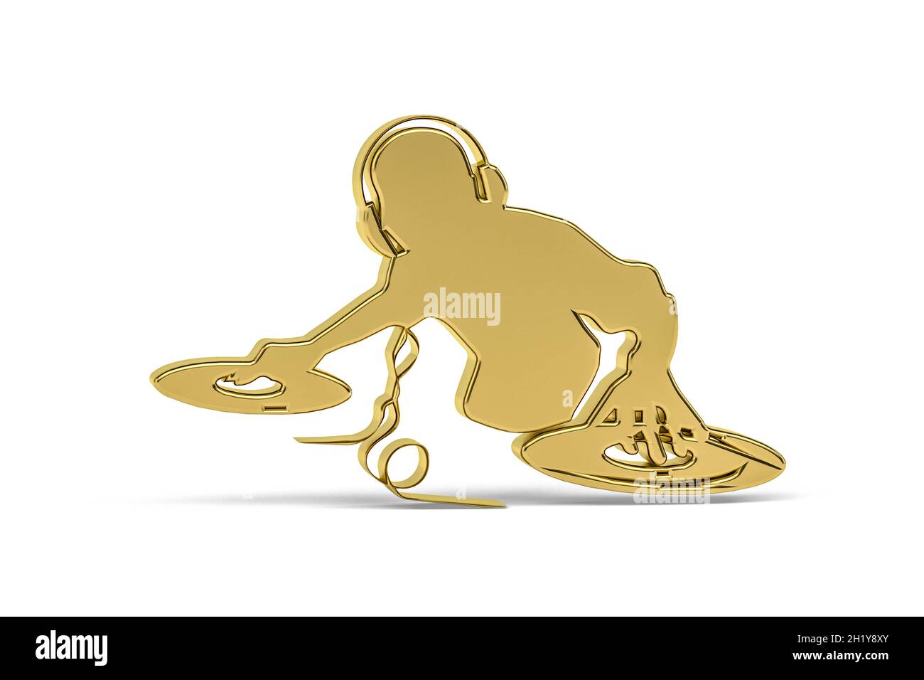 Golden 3d rap music icon isolated on white background - 3d render Stock Photo