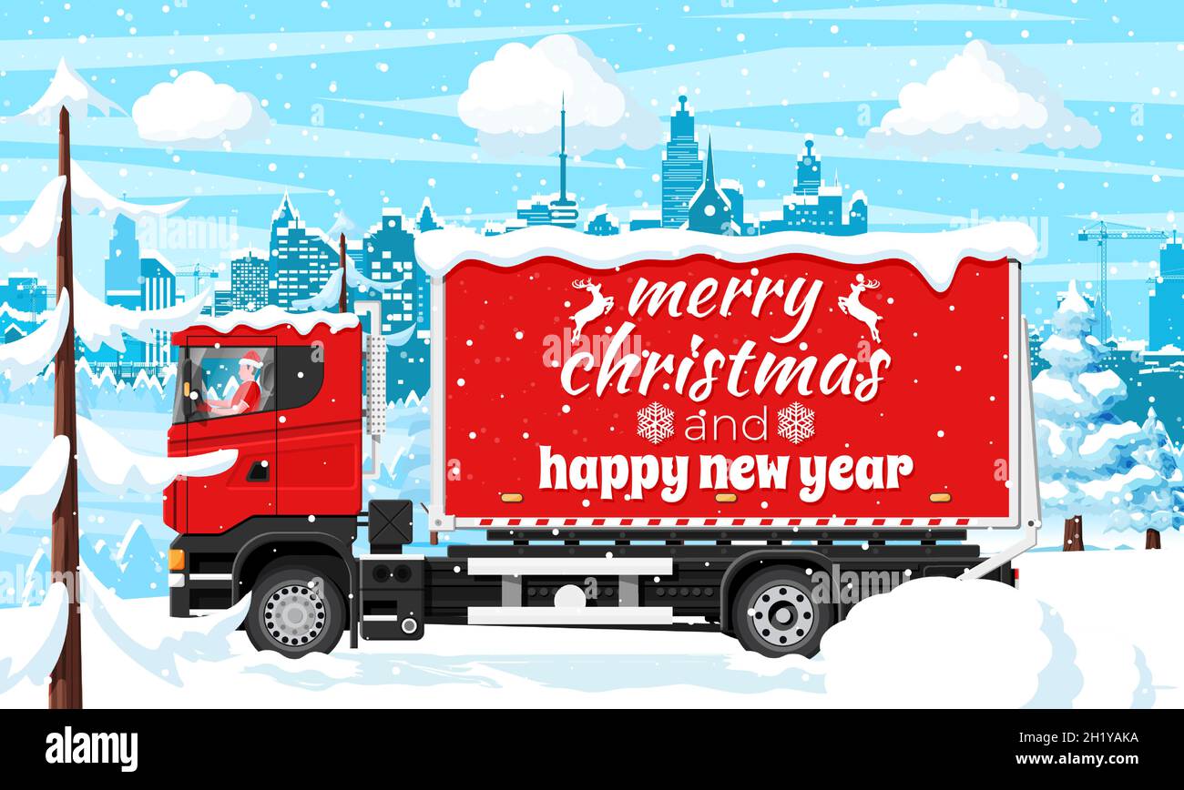 Christmas Delivery Truck in Town Stock Vector Image & Art - Alamy