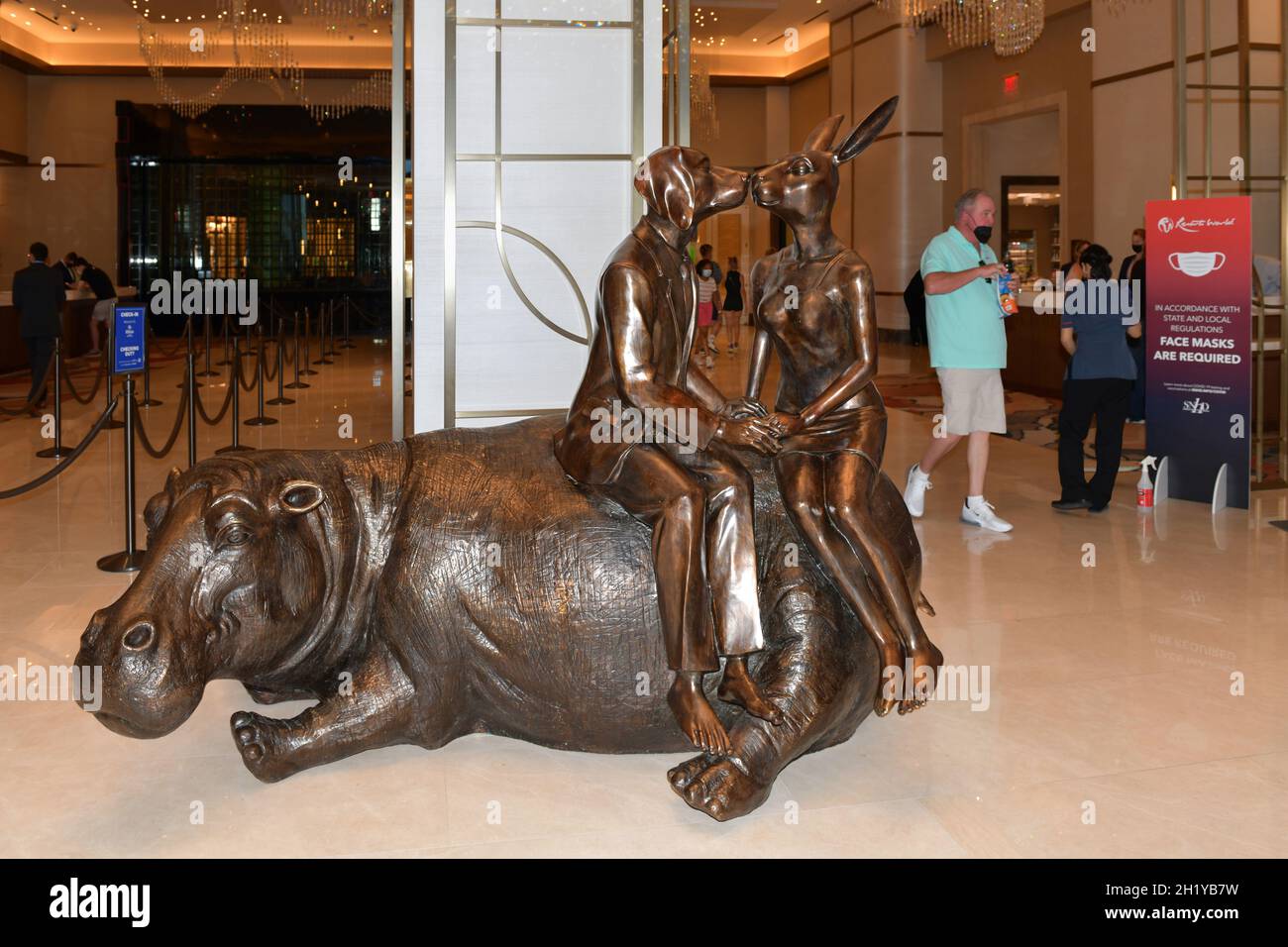 Nevada USA September 5, 2021 Public sculpture dedicated to endangered species located in the lobby of the Resorts World Las Vegas hotel Stock Photo