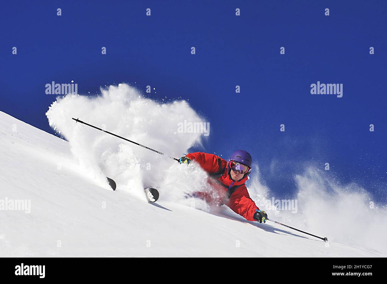 OFF-PISTE SKIING OR FREERIDE, ALPS, SAVOY (73), FRANCE Stock Photo