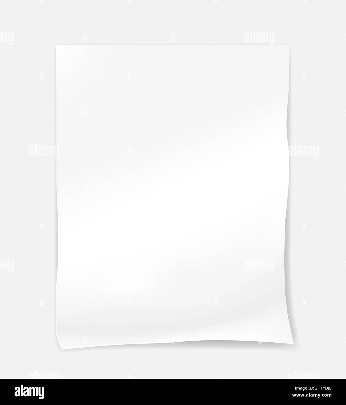 Crumpled white sheet of paper. Important note. Memo sticker. Check list. Vector mockup Stock