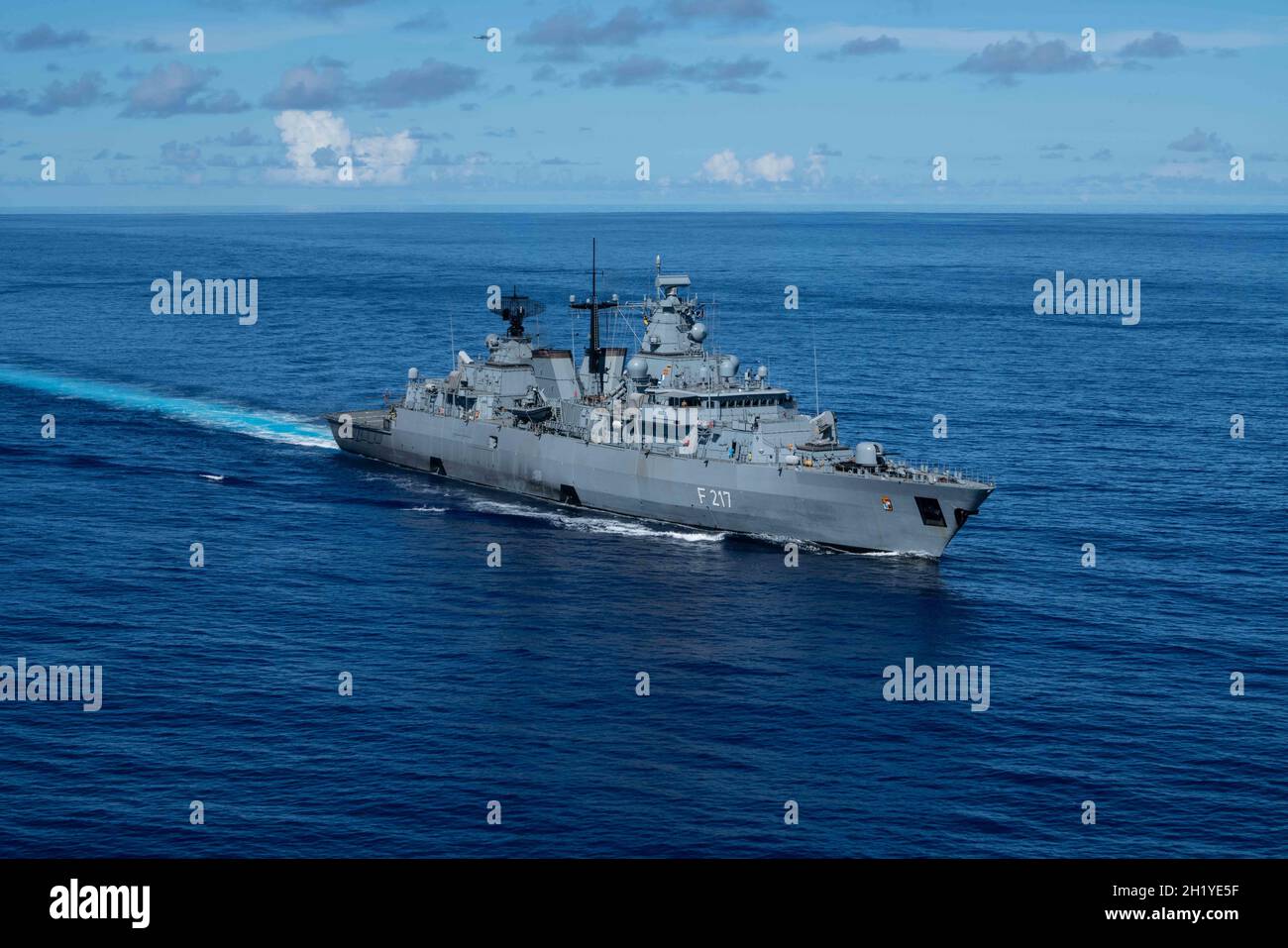 Philippine Sea, United States. 18th Oct, 2021. The German Navy Brandenburg-class frigate FGS Bayern during joint operations with the U.S. Navy October 18, 2021 in the Philippine Sea. Credit: MC3 Andrew Langholf/U.S. Navy/Alamy Live News Stock Photo