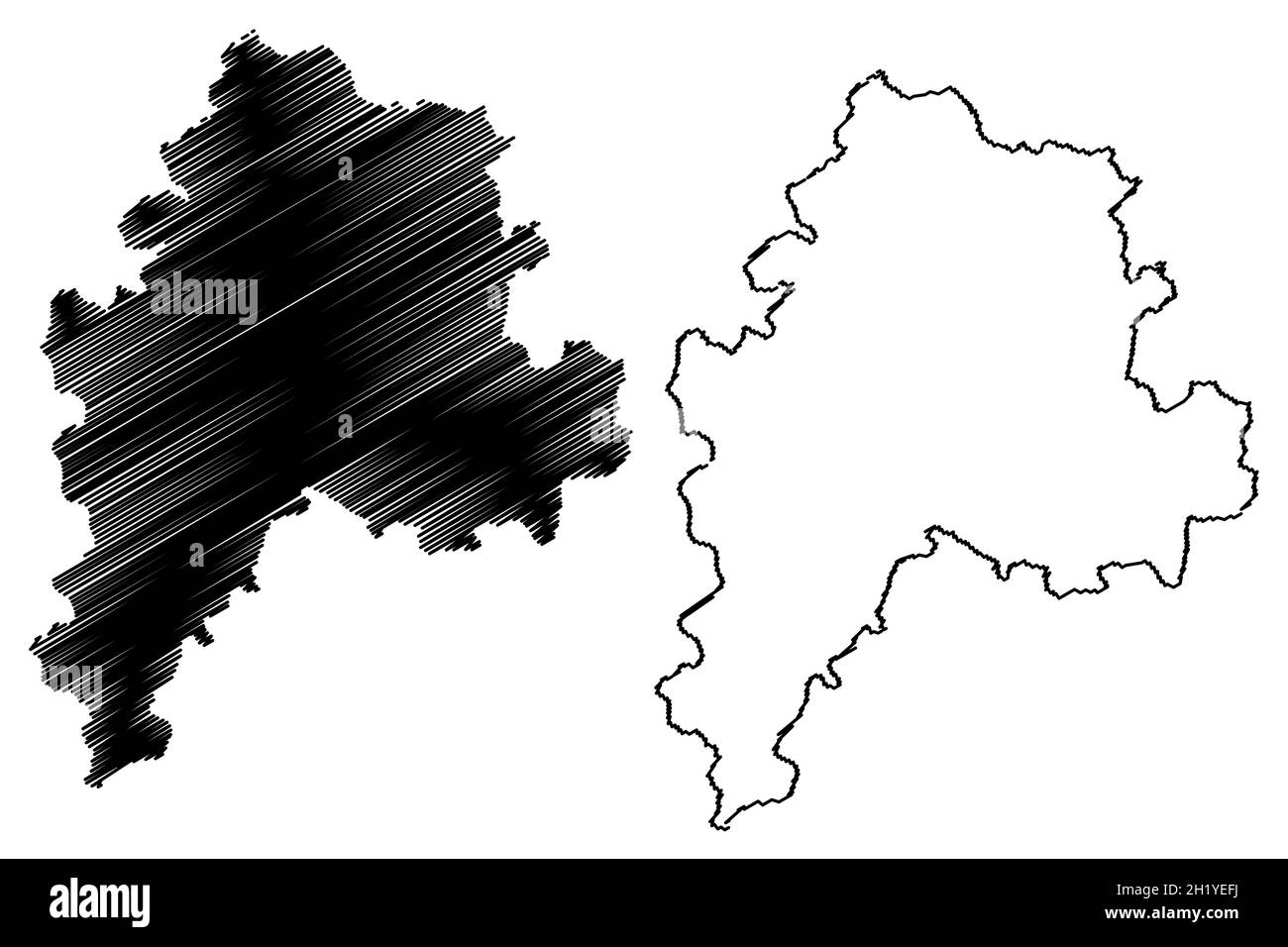 Mansa district (Punjab State, Republic of India) map vector illustration, scribble sketch Mansa map Stock Vector
