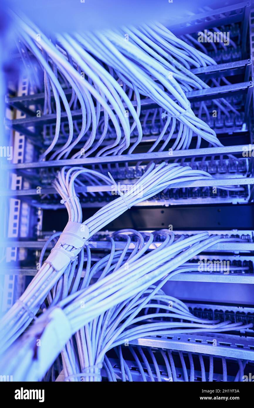 Vertical cable organizers used in data center Stock Photo Alamy