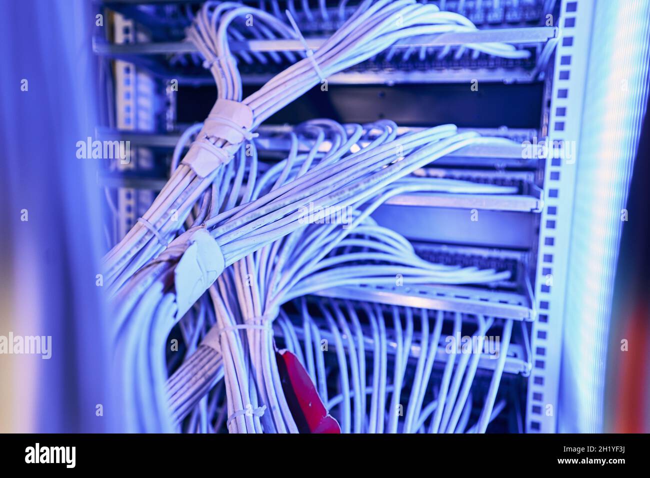 Structured network cabling infrastructure in server room Stock Photo