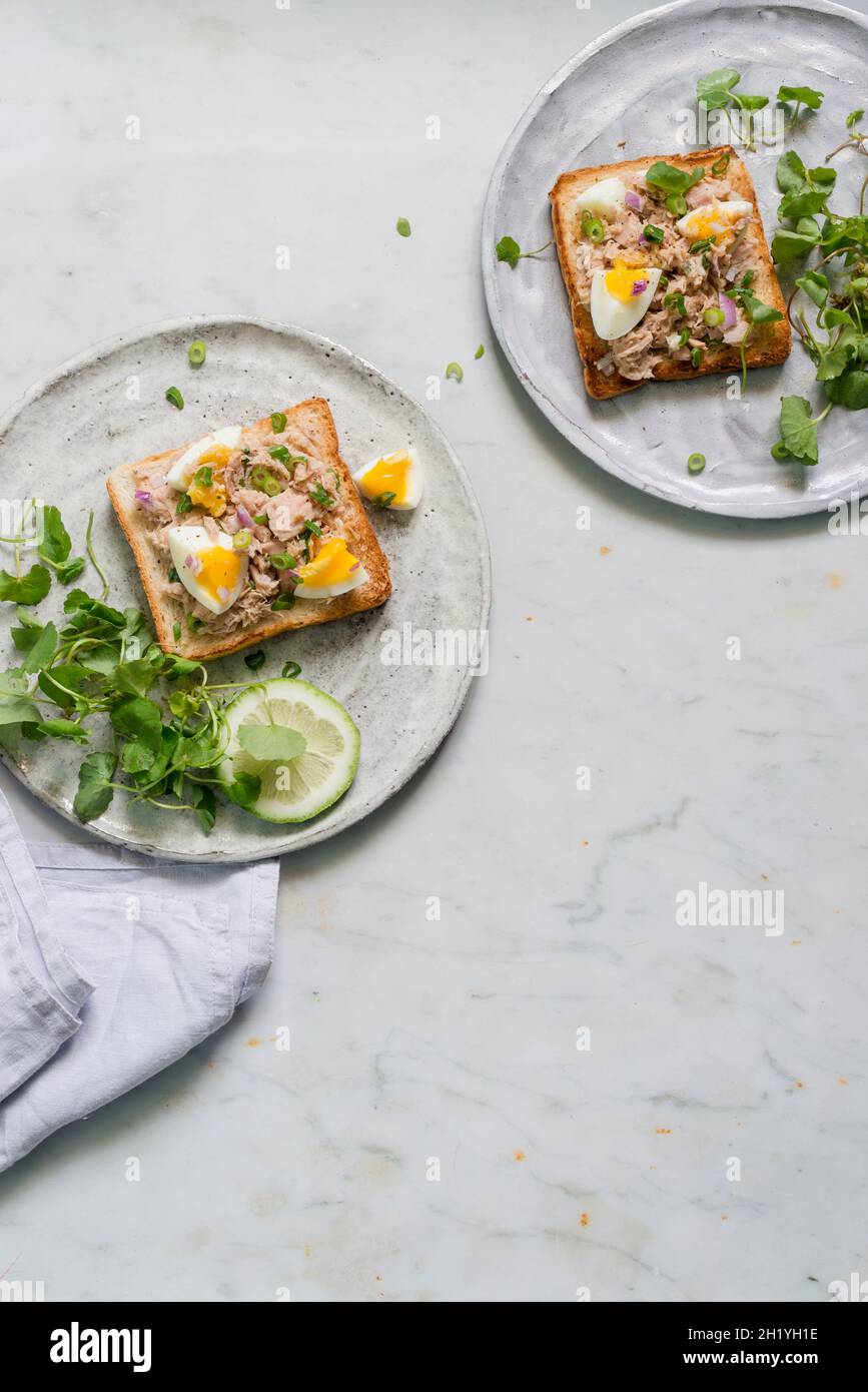 Egg and tuna sandwich Stock Photo - Alamy