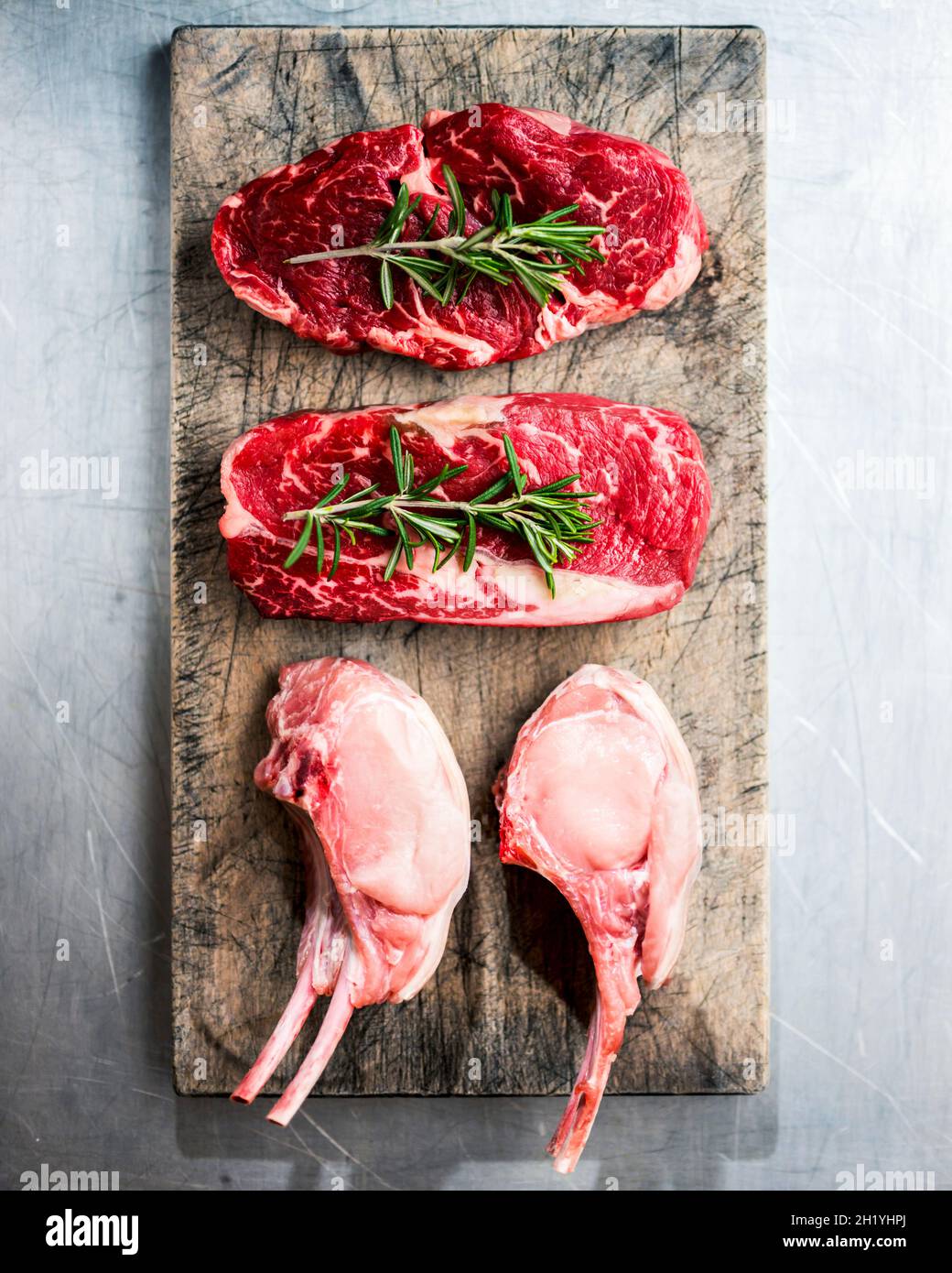 Entrecôte and French racks of Iberico pork Stock Photo - Alamy