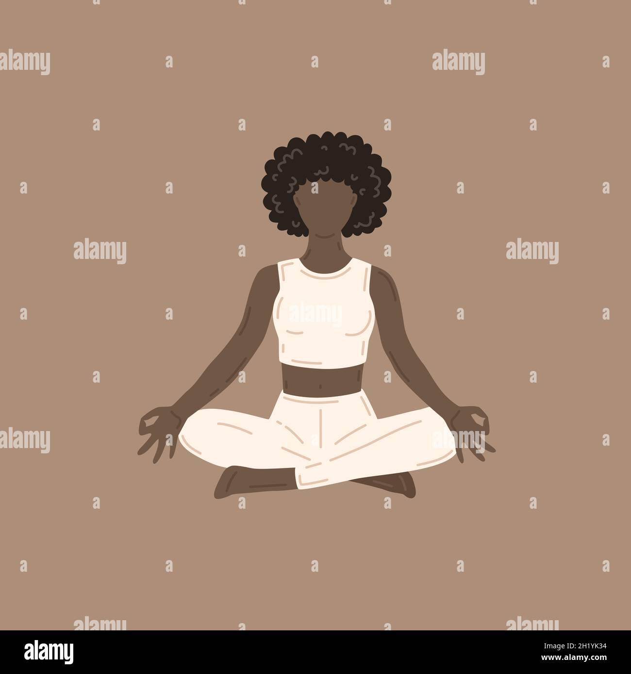 Sukhasana asana, easy pose. Young slim woman doing yoga exercise Stock Vector