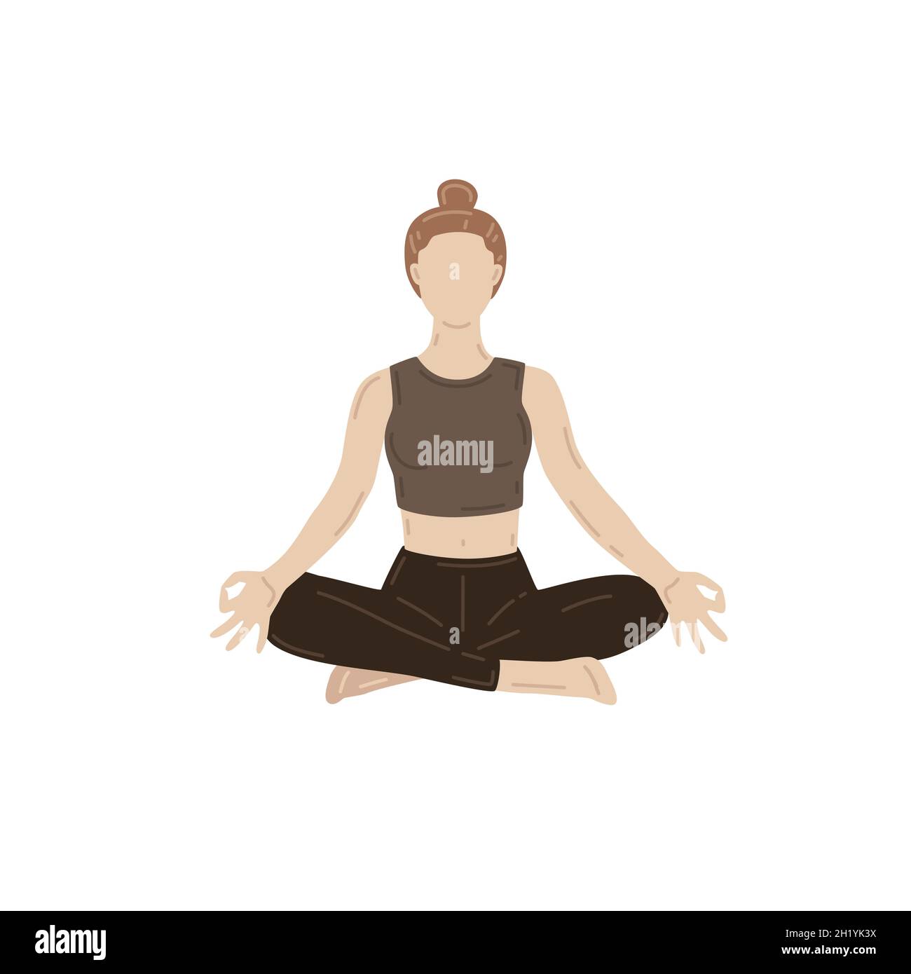 Sukhasana or Easy Pose with Gyan Mudra. Yoga Practice. Vector Stock Vector  Image & Art - Alamy