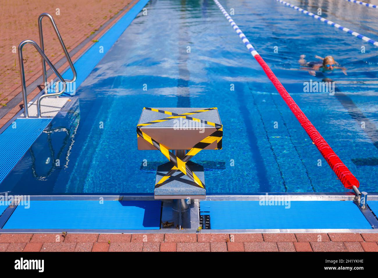 Hagen, North RhineWestphalia, Germany Blocked off diving block in