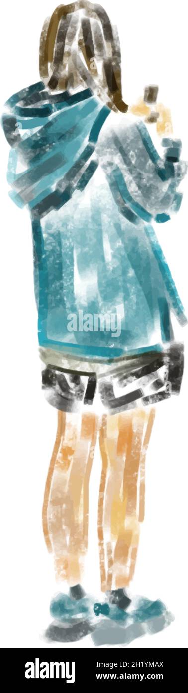 young sport girl stands with her back Stock Vector Image & Art - Alamy