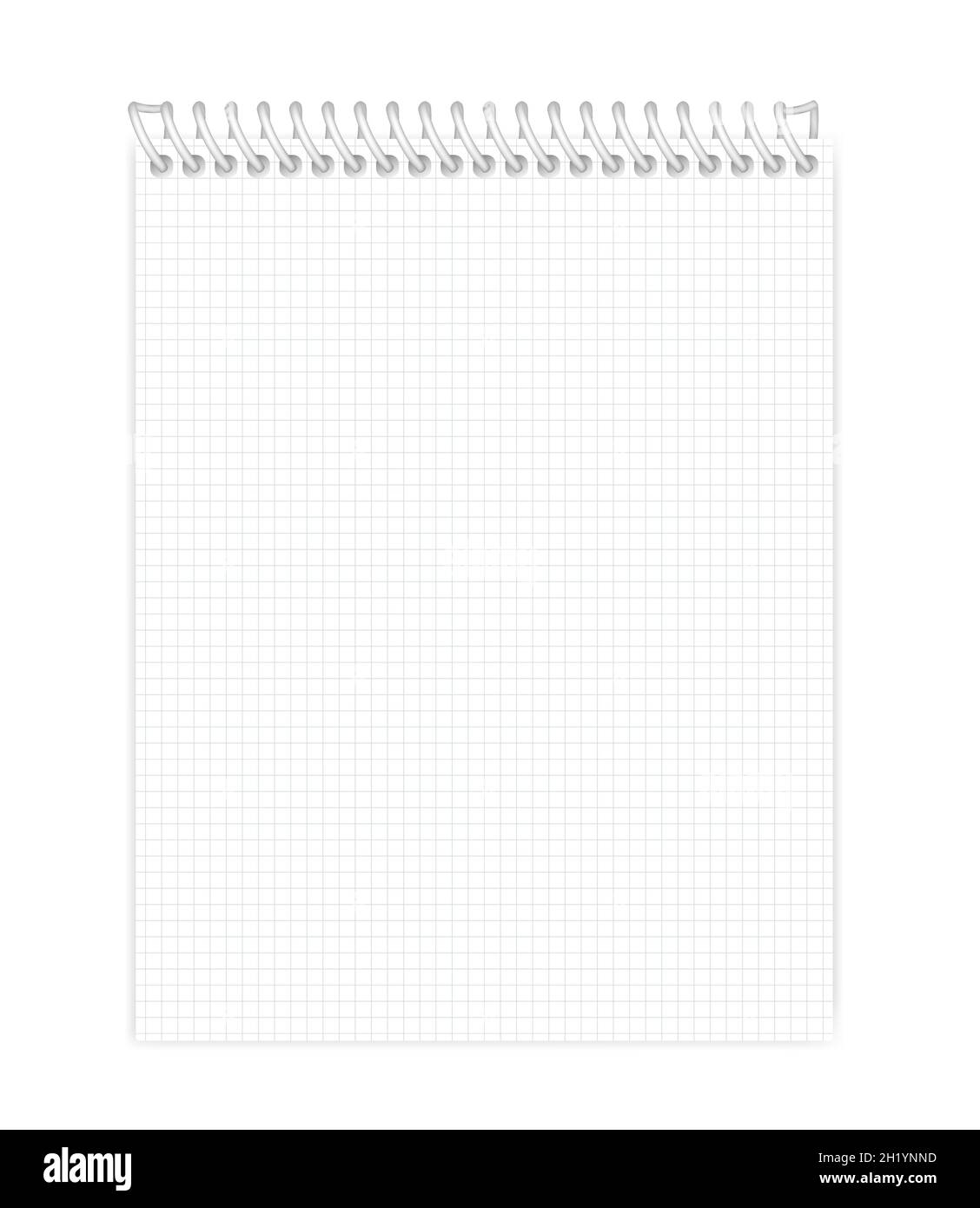 Wire bound squared note book. Top spiral note pad letter paper format. Vector mock-up Stock Vector