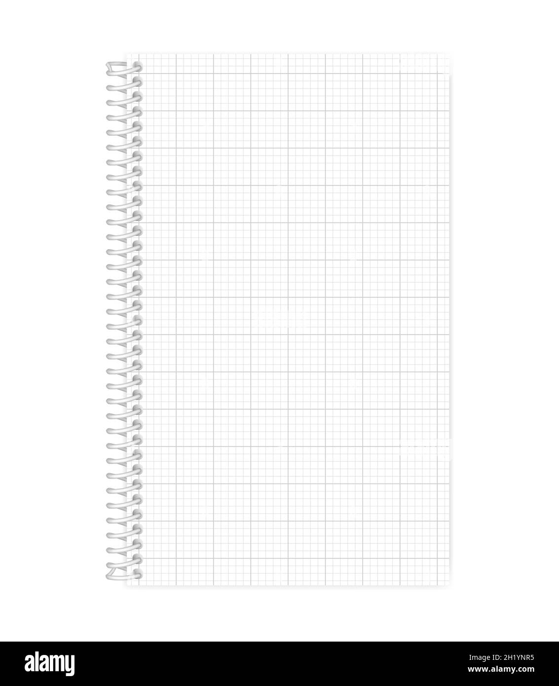 Wire bound squared paper note book. Side spiral notebook legal paper format. Vector mock-up Stock Vector